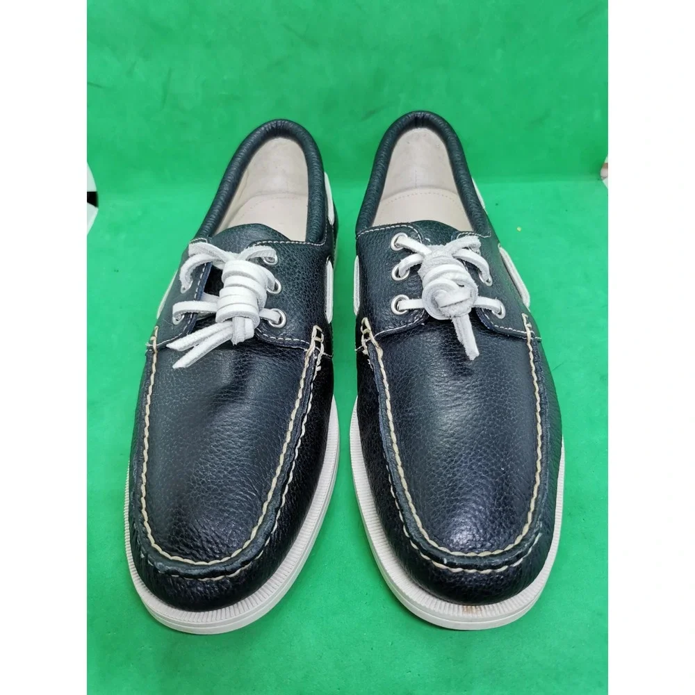 Rare Cole Haan Men's Size 10.5M Navy Blue Leather Causal Slip On Boat Shoes